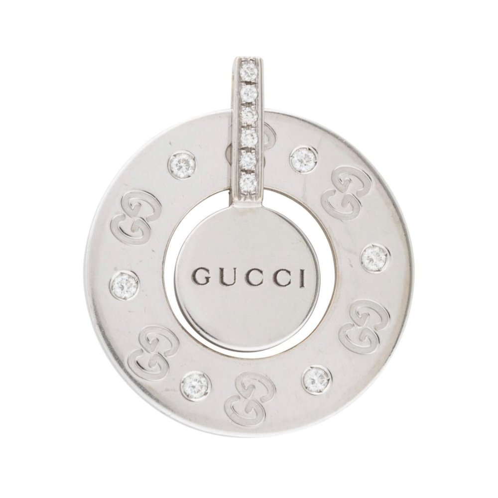 ❌ SOLD ❌ Gucci 18K Rotating Disc Pendant with 12 Diamonds